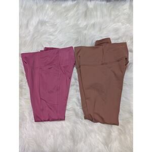 Lot Of 2 Victoria Secret Incredible Essential Leggings Size 6 - Pink & Brown